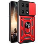 Xiaomi Redmi Note 13 Pro 4g Kılıf Kamera Korumalı Sürgülü Armor Military Zırh Tank (Kırmızı)