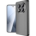 Xiaomi Redmi Note 14 Pro 4g Kılıf Kamera Korumalı Karbon Desenli Lux Negro Silikon - Siyah + Nano Ekran Koruyucu