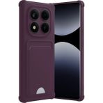 Xiaomi Redmi Note 14 Pro 4g Uyumlu Arka Kamera Korumalı Kart Koyulabilen Silikon Kartlıklı Kılıf Kapak - Bordo
