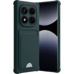 Xiaomi Redmi Note 14 Pro Plus Uyumlu Arka Kamera Korumalı Kart Koyulabilen Silikon Kartlıklı Kılıf Kapak - Redmi Note 14 Pro Plus 5G - Koyu Yeşil