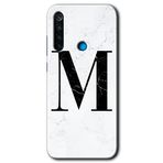 Xiaomi Redmi Note 8 Beyaz Mermer Desenli N Harfi Baskılı Uyumlu Silikon Kılıf