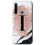 Xiaomi Redmi Note 8 Pembe Mermer Desenli J Harfi Baskılı Uyumlu Silikon Kılıf