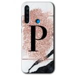 Xiaomi Redmi Note 8 Pembe Mermer Desenli R Harfi Baskılı Uyumlu Silikon Kılıf
