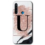 Xiaomi Redmi Note 8 Pembe Mermer Desenli Ü Harfi Baskılı Uyumlu Silikon Kılıf