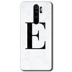 Xiaomi Redmi Note 8 Pro Beyaz Mermer Desenli E Harfi Baskılı Uyumlu Silikon Kılıf
