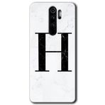 Xiaomi Redmi Note 8 Pro Beyaz Mermer Desenli H Harfi Baskılı Uyumlu Silikon Kılıf