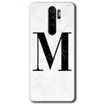 Xiaomi Redmi Note 8 Pro Beyaz Mermer Desenli M Harfi Baskılı Uyumlu Silikon Kılıf