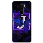 Xiaomi Redmi Note 8 Pro Dark Neon Yaprak J Harfi Baskılı Uyumlu Silikon Kılıf
