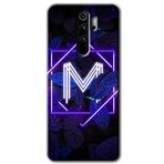Xiaomi Redmi Note 8 Pro Dark Neon Yaprak M Harfi Baskılı Uyumlu Silikon Kılıf