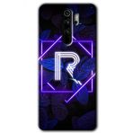 Xiaomi Redmi Note 8 Pro Dark Neon Yaprak R Harfi Baskılı Uyumlu Silikon Kılıf