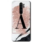 Xiaomi Redmi Note 8 Pro Pembe Mermer Desenli A Harfi Baskılı Uyumlu Silikon Kılıf