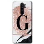 Xiaomi Redmi Note 8 Pro Pembe Mermer Desenli G Harfi Baskılı Uyumlu Silikon Kılıf