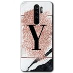 Xiaomi Redmi Note 8 Pro Pembe Mermer Desenli Y Harfi Baskılı Uyumlu Silikon Kılıf