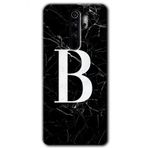Xiaomi Redmi Note 8 Pro Siyah Mermer Desenli B Harfi Baskılı Uyumlu Silikon Kılıf