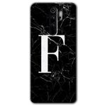 Xiaomi Redmi Note 8 Pro Siyah Mermer Desenli F Harfi Baskılı Uyumlu Silikon Kılıf