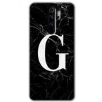 Xiaomi Redmi Note 8 Pro Siyah Mermer Desenli G Harfi Baskılı Uyumlu Silikon Kılıf