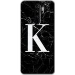 Xiaomi Redmi Note 8 Pro Siyah Mermer Desenli K Harfi Baskılı Uyumlu Silikon Kılıf