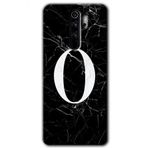 Xiaomi Redmi Note 8 Pro Siyah Mermer Desenli O Harfi Baskılı Uyumlu Silikon Kılıf