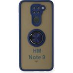 Xiaomi Redmi Note 9 Kılıf Montreal Yüzüklü Silikon Kapak - Lacivert - 1 - Renkli