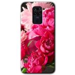 Xiaomi Redmi Note 9 Kırmızı Beyaz Gül Baskılı Uyumlu Silikon Kılıf
