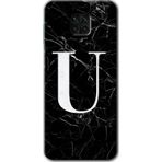 Xiaomi Redmi Note 9 Pro Siyah Mermer Desenli Ü Harfi Baskılı Uyumlu Silikon Kılıf