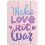 Xiaomi Redmi Pad 10.6" ile Uyumlu Kalem Bölmeli Uyku Modlu Tri Folding Tablet Kılıfı, Pudra Pembe, Make Love Not War Tasarımı
