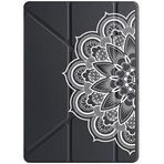 Xiaomi Redmi Pad 10.6" ile Uyumlu Kapaklı Tablet Kılıfı, Mandala Deseni, Uyku Modu, Kalem Bölmeli, Siyah