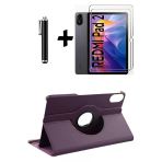 Xiaomi Redmi Pad 2 11 Inç 2025 360° Dönebilen Standlı Tablet Kılıfı Ekran Koruyucu ve Kalem Seti - Mor