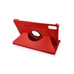 Xiaomi Redmi Pad 2 Kılıf 360 Derece Döner Standlı Tablet Kılıfı, Deri Görünümlü Koruyucu Kapak, Microfiber İç Yüzey, Lastikli Kapanış (Kırmızı)