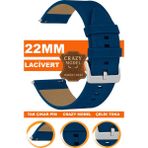 xiaomi redmi watch 5 active / lite saat uyumlu 22mm crazy hakiki deri saat kordonu kayışı l10hwc-lacıvert-sılver - 22 mm - Lacivert