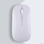 Xiaomi Tablet İle Uyumlu Şarj Edilebilir Sessiz Mouse Bluetooth + 2.4Hz Wifi Kablosuz Mouse Fare Beyaz