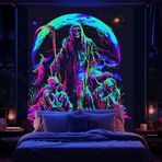 Xiaoput Yatak Odası için Blacklight Duvar Kilimi, Erkekler için Havalı Trippy Kafatası Goblen, Orakçı ve İskelet Duvar Dikey Duvar Kilimi, Siyah Işık Duvar Halıları Posterler Oda Gençler için Gotik