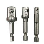 XIBANY 3 adet Krom Vanadyum Çelik Soket Adaptör Anahtarı Hex Shank 1/4 "3/8" 1/2 "Uzatma Matkap Uçları Bar Hex Bit Set Güç Araçları