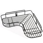 XIBANY Anti-swing Corner Iron Shower Caddy Basket Shelf with 2 Hooks, No Drilling Traceless Strong Adhesive Shower Wall-mounted Shelf, Waterproof & Rustproof Black Triangular Bathroom Shower Storage