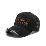 XibeiTrade Moda Boston Pamuk Beyzbol Şapkası Vintage Erkek Kadın Retro Spor Açık Günlük Güneş Şapkası, siyah, One Size-M