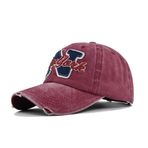XibeiTrade Moda New York NY Pamuklu Beyzbol Şapkası Kadın Erkek Spor Açık Hava Retro Günlük Plaj Güneş Şapkası, Wine Red, M