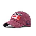 XibeiTrade Orijinal Kanada Akçaağaç Pamuk Beyzbol Şapkası Erkekler Kadınlar Retro Spor Açık Rahat Güneş Şapkası, Wine Red, One Size-M