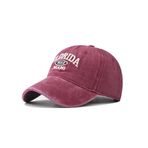 XibeiTrade Orijinal Miami Florida pamuk beyzbol şapkası kadın erkek Vintage spor açık rahat günlük güneş şapkası, Wine Red, One Size-M