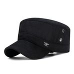 XibeiTrade Vintage Harbiyeli Ordu Şapkası Retro Askeri Düz Üst Beyzbol Baba Güneş Şapkası Açık Spor Şapkası, siyah, One Size-M