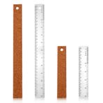 XIHIRCD Mantar arka yüzlü 2 metal cetvel, metal cetvel, dikiş, paslanmaz çelik cetvel, düz kenarlı cetvel, ahşap işleri için, teknik çizim, okul ofis malzemeleri