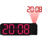 Xin Yue Zhang 180° Dönüşlü Projeksiyon Çalar Saat 12/24H LED Dijital Saat USB Şarjlı Tavan Projektörü Çalar Saat (Kırmızı) (Yurt Dışından)