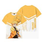 Xinchangda Kamado Tanjiro T Shirt Yaz 3D Baskılı Kamado Nezuko/Kochou Shinobu Anime Kısa Kollu Tişört Moda Günlük Üst Manga Hediyeler, Agatsuma Zenitsu, 3XL