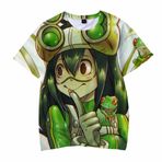 Xinchangda My Hero Academia MHA Tişört Unisex Anime Toga Himiko Asui Tsuyu Midoriya Izuku Baskılı Tişört Yaz Günlük Bol Yuvarlak Yaka Kısa Kollu Üstler, tip 1, XL