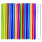 XINCHENG 50 pipet, tekrar kullanılabilir, 2 temizleme fırçası ile birlikte, renkli sivri kalın pipet, kabarcık çay, Jumbo pipet, Smoothie meyve suları, süt Boba için (10 x 210 mm)