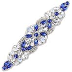 XINFANGXIU Kristal Yapay Elmas Aplike Kemer Gelin Gelinlik Aplike Mavi 22 x 4,8 cm
