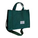XINGNIAO Katı Renkli Kadife Tote Çanta, Büyük Kapasiteli Öğle Yemeği Çantası, Tek Omuz Kadife Çanta, Crossbody Çanta, Yeşil