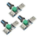 XINGYHENG 3 Adet 5W Mini USB Fan Hava Hacmi Hız Kademesiz Yönetici Modülü USB Hız Kontrolörü DC 5V USB Erkek girişi DC4-12V - 2,5-8V ve Anahtar Fonksiyonlu Hız Kontrol Düğmesi