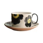 Xinh Vintage Avrupa Tarzı Kahve Fincanı Desen Latte Cam Porselen Seramik Kahve Kupalar Çay Bardağı ve Sacer Vaso Para Cafe Teacups | Kahve Kupası ve tabak Setleri (Yurt Dışından) - Siyah