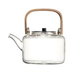 Xinhang 1100 ml Cam Demlik Isıya Dayanıklı Patlama Dayanıklı Haşlanmış Çaydanlık Kung Fu Su Isıtıcısı Su Pot Bambu Kolu Kiriş Tencerede Çay Seti | Çaydanlıklar (Yurt Dışından) - Şeffaf