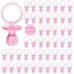 XINHUIDALSQ 72 Adet Bebek Duş Emziği, Bebek Duş Oyunu için 2.75 '' Plastik Emzikler, Bebek Duş Dekorasyonu DIY, Cinsiyet Gösterimi Parti Masası Dağılımı/Bebek Duş Partisi Şekerleri, Pembe Emzikler Bebek Duş